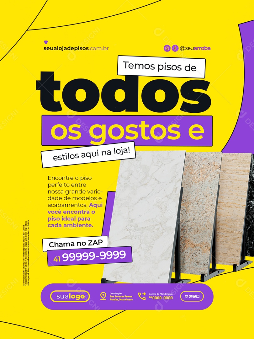Loja de Pisos Temos Pisos de Todos os Gostos Social Media PSD Editável