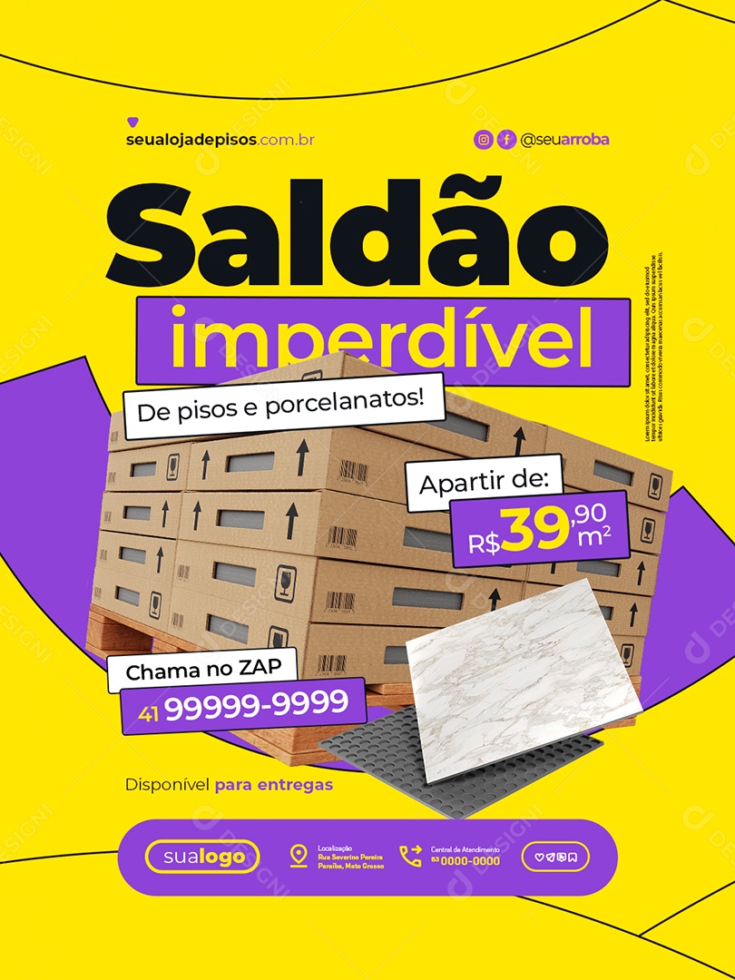 Loja de Pisos Saldão Imperdível de Pisos e Porcelanatos Social Media PSD Editável