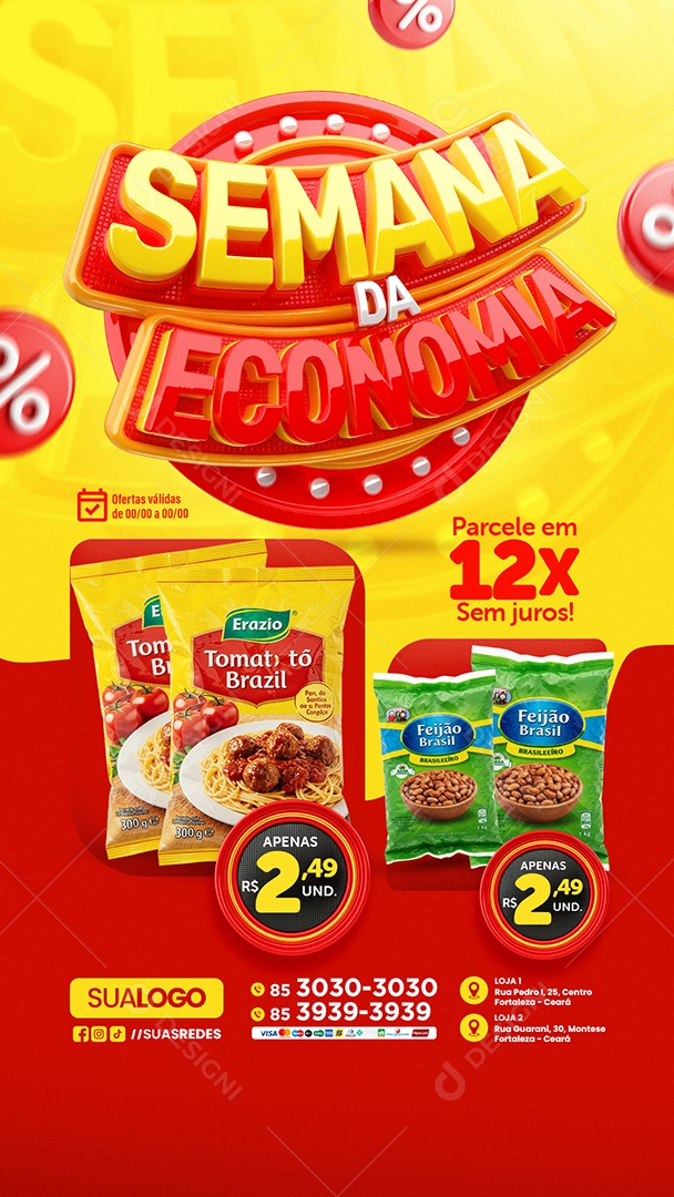 Story Tabloide Mercado Semana da Economia Compre Agora Social Media PSD Editável