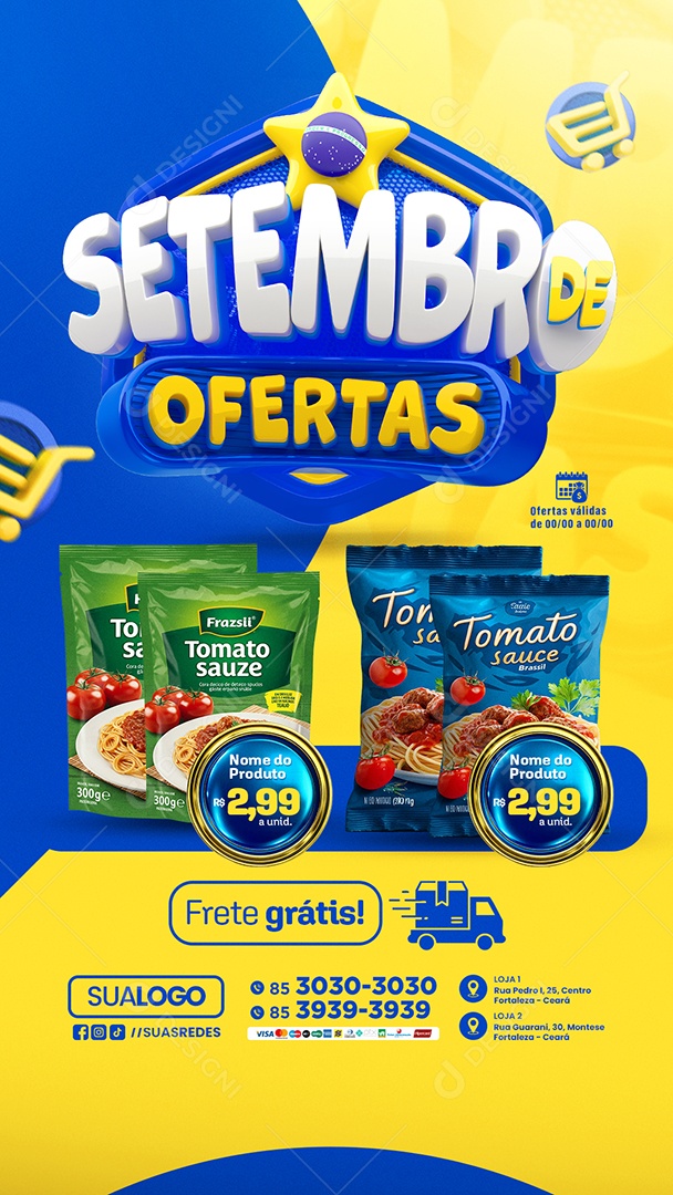 Story Tabloide de Supermercado Setembro de Ofertas Produtos Social Media PSD Editável