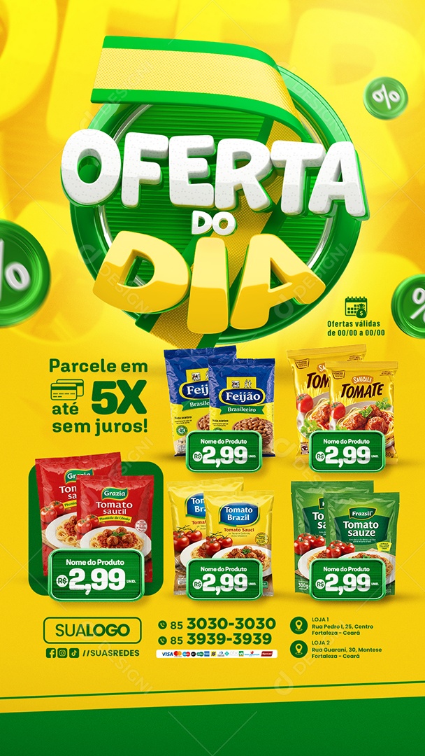 Story Tabloide de Supermercado Oferta do Dia Produtos Social Media PSD Editável