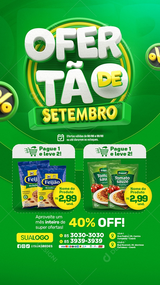 Story Tabloide de Supermercado Ofertão de Setembro Aproveite Super Ofertas Social Media PSD Editável
