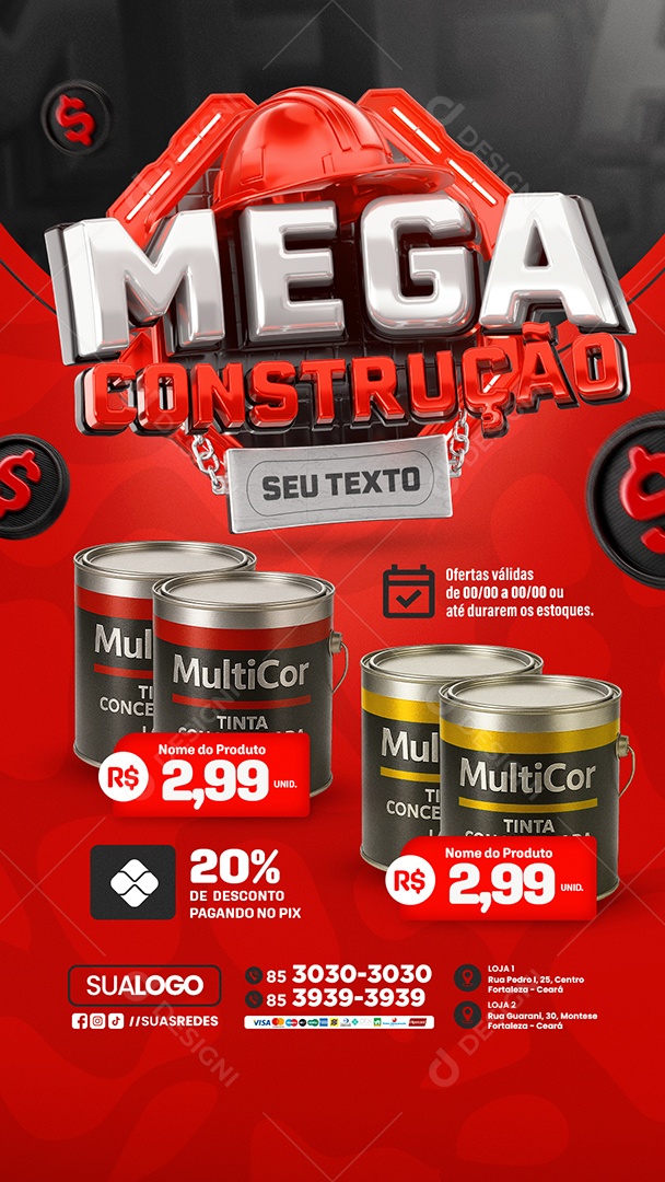 Story Tabloide Mega Construção Produtos Social Media PSD Editável