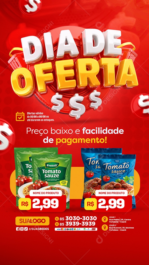 Story Tabloide Supermercado Dia de Oferta Social Media PSD Editável