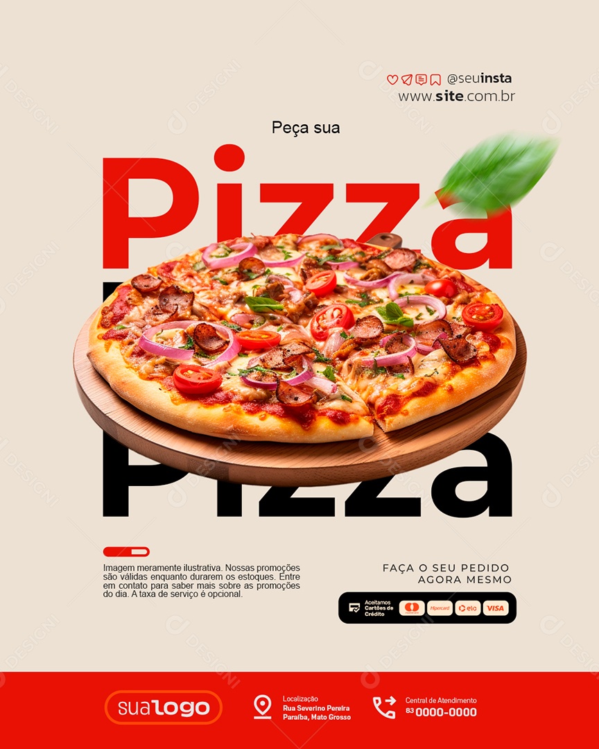 Pizzaria Peça Sua Pizza Faça Seu Pedido Agora Mesmo Social Media PSD Editável