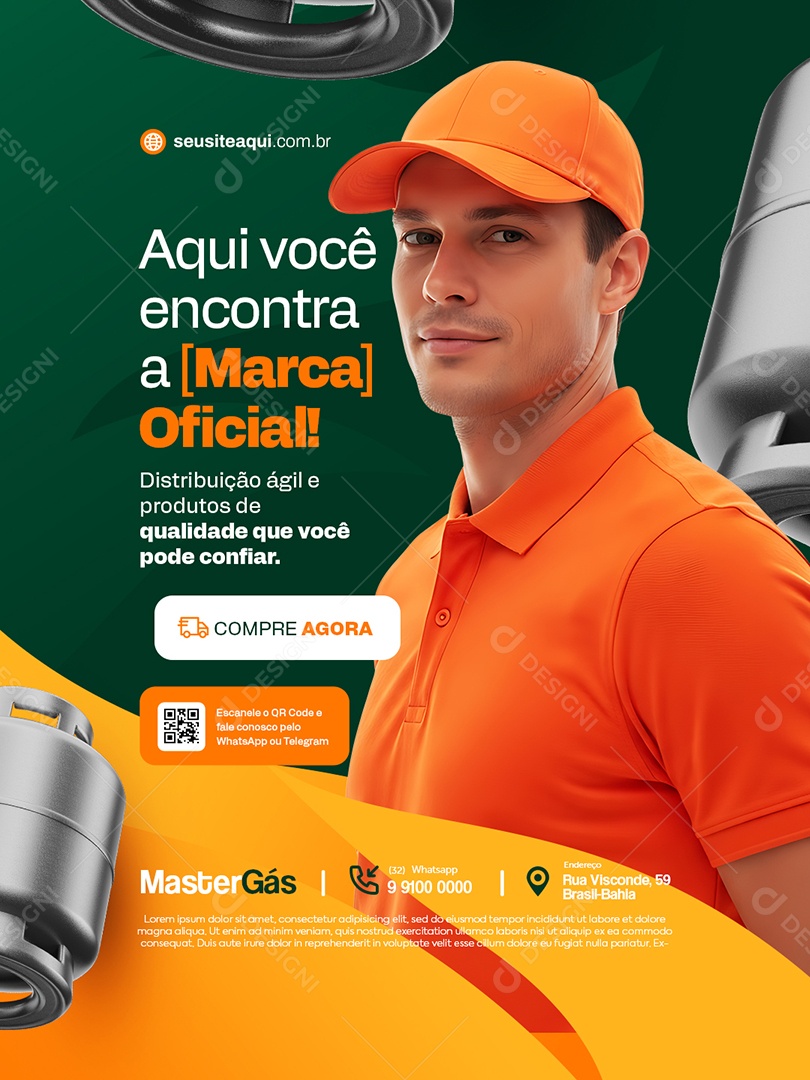 Vendedor Distribuidora de Gás Aqui Você Encontra Social Media PSD Editável