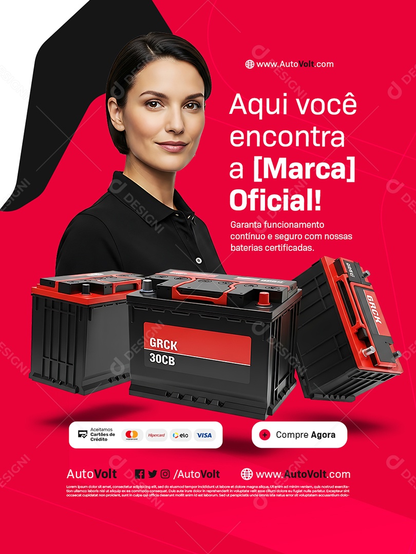 Vendedor Oficina Mecânica Aqui Você Encontra a Bateria Oficial Social Media PSD Editável