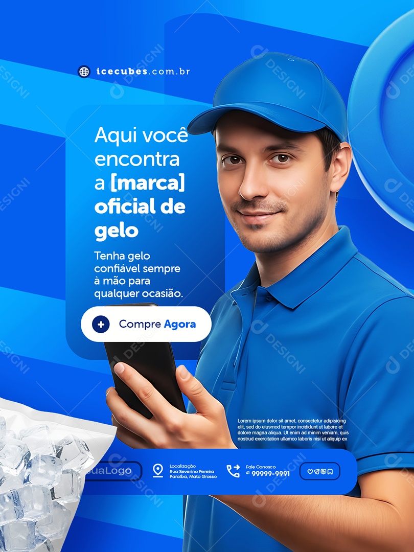 Aqui Você Encontra o Vendedor Oficial de Gelo Social Media PSD Editável