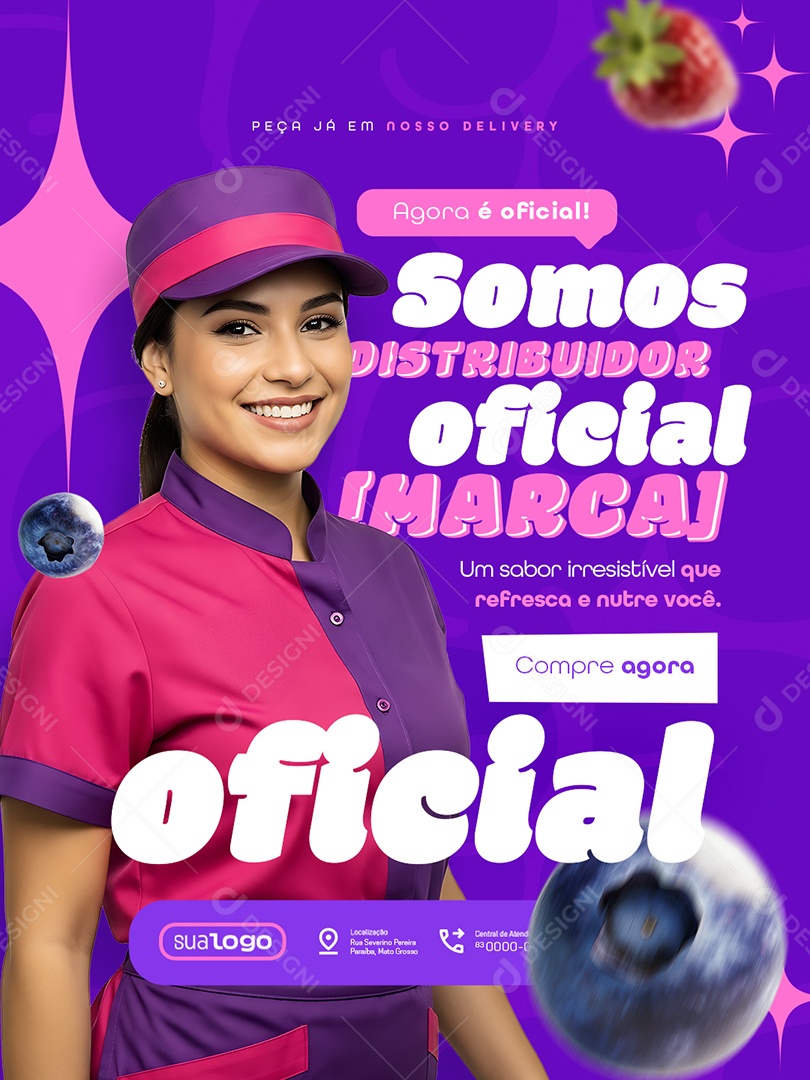 Somos Distribuidor Oficial Açaíteria Social Media PSD Editável