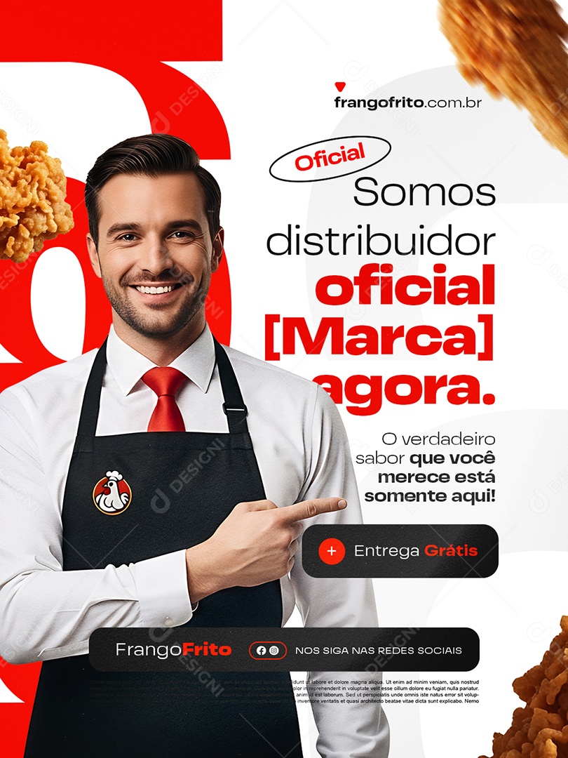 Somos Distribuidor Oficial Frango Frito Social Media PSD Editável