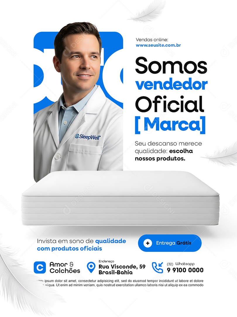 Somos Vendedor Oficial Loja de Colchões Social Media PSD Editável