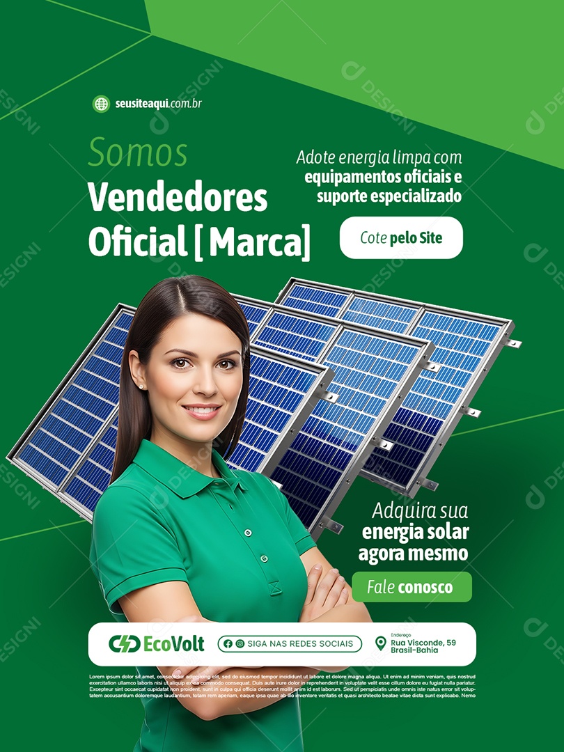 Somos Vendedores Oficial Energia Solar Social Media PSD Editável