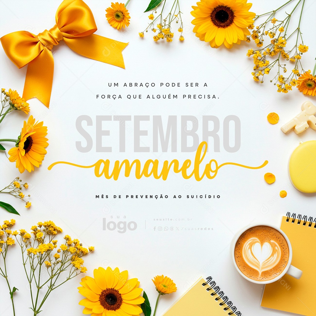 Setembro Amarelo Um Abraço Pode Ser a Força Que Alguém Precisa Social Media PSD Editável