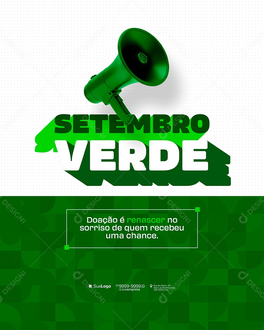 Setembro Verde Doação é Renascer Social Media PSD Editável