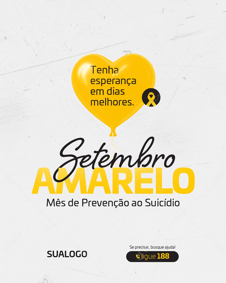 Setembro Amarelo Mês de Prevenção Social Media PSD Editável