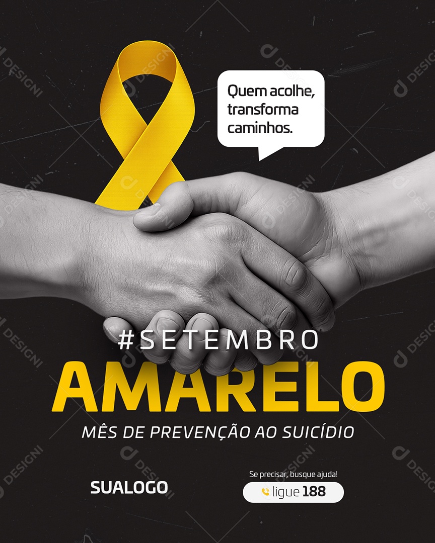 Setembro Amarelo Mês de Prevenção Social Media PSD Editável