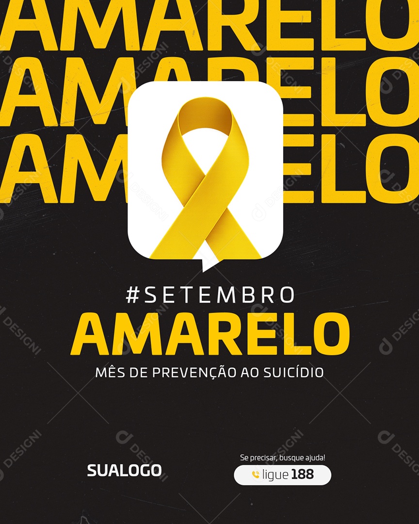 Setembro Amarelo Mês de Prevenção Social Media PSD Editável