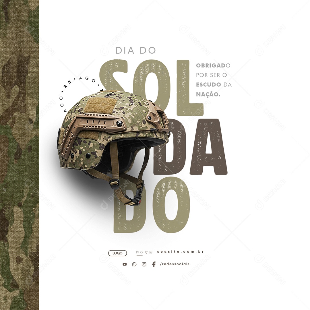 Dia do Soldado 25 de Agosto Obrigado Social Media PSD Editável