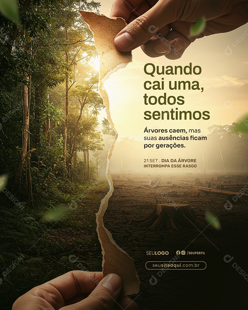 Dia da Árvore 21 de Setembro Parabéns Social Media PSD Editável