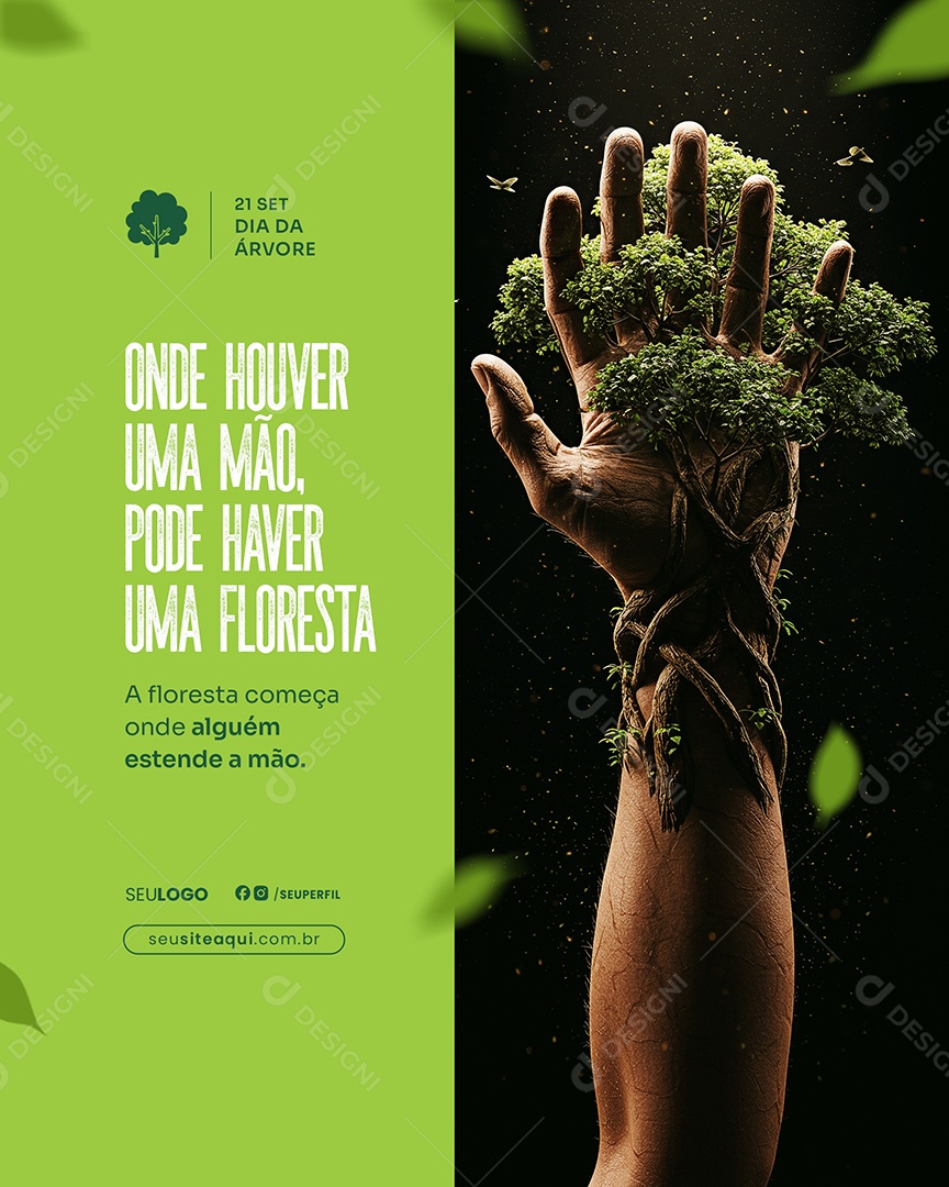 Dia da Árvore 21 de Setembro Parabéns Social Media PSD Editável