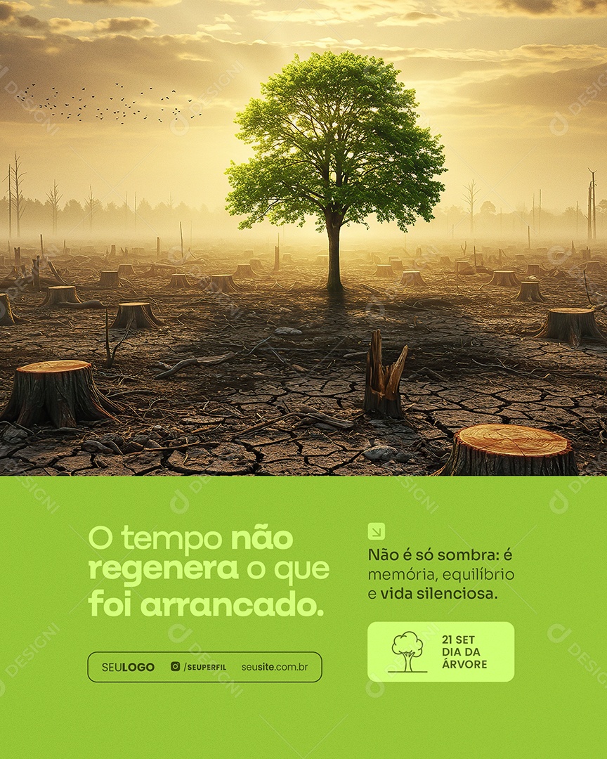 Dia da Árvore 21 de Setembro Parabéns Social Media PSD Editável