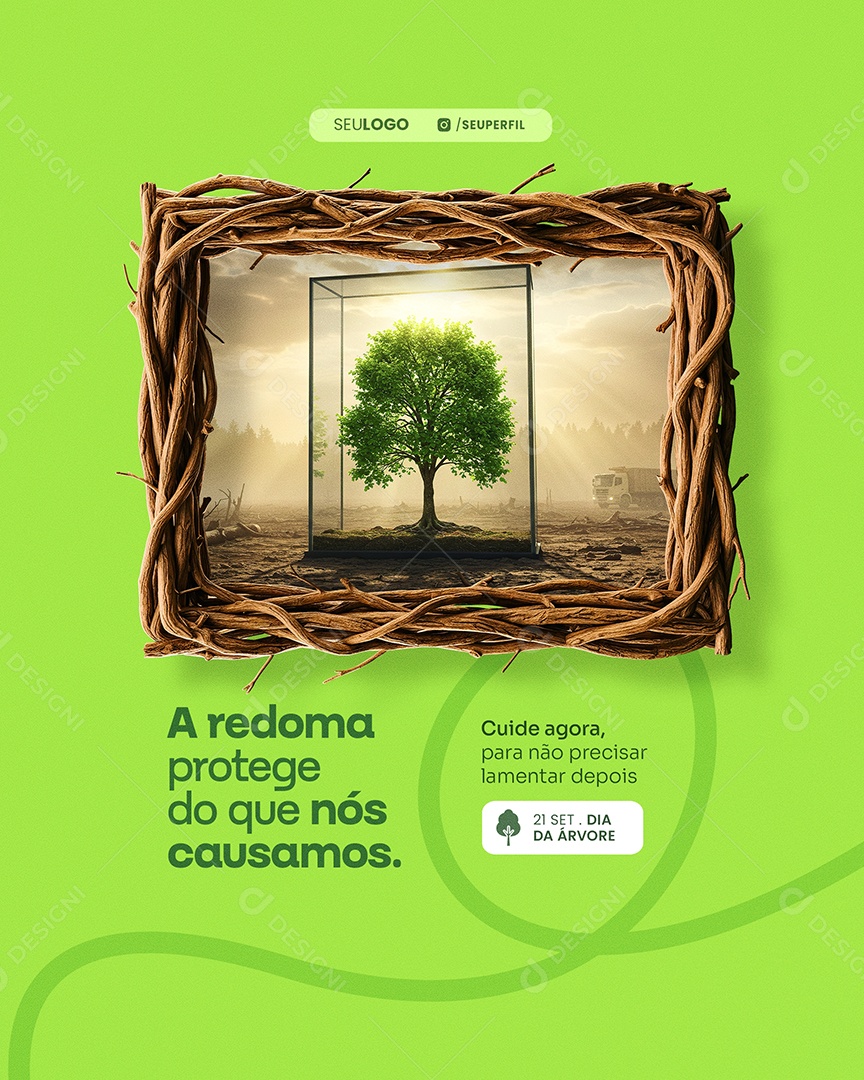 Dia da Árvore 21 de Setembro Parabéns Social Media PSD Editável