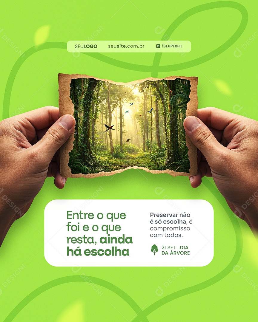 Dia da Árvore 21 de Setembro Parabéns Social Media PSD Editável