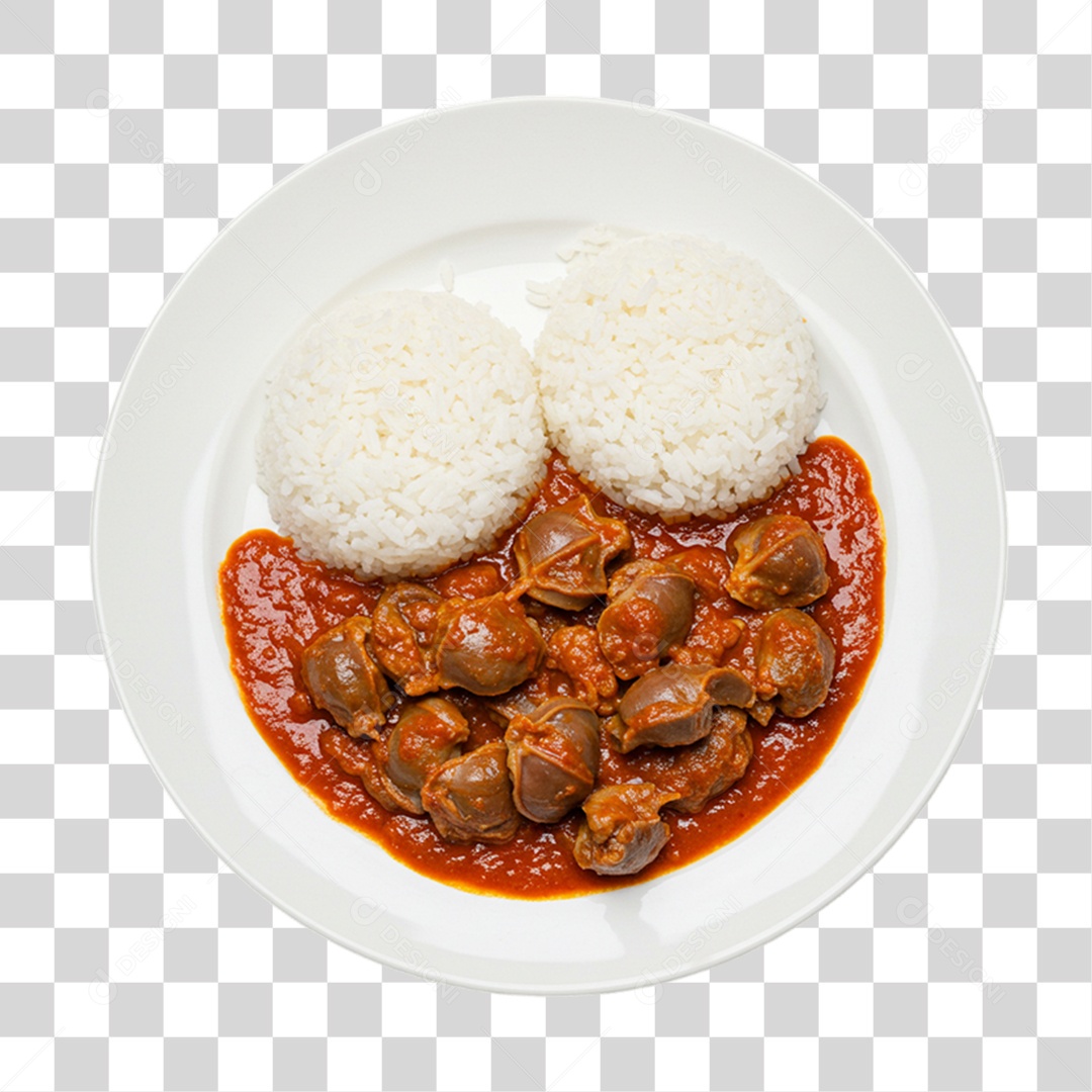 Porção Arroz e Fígado PNG Transparente