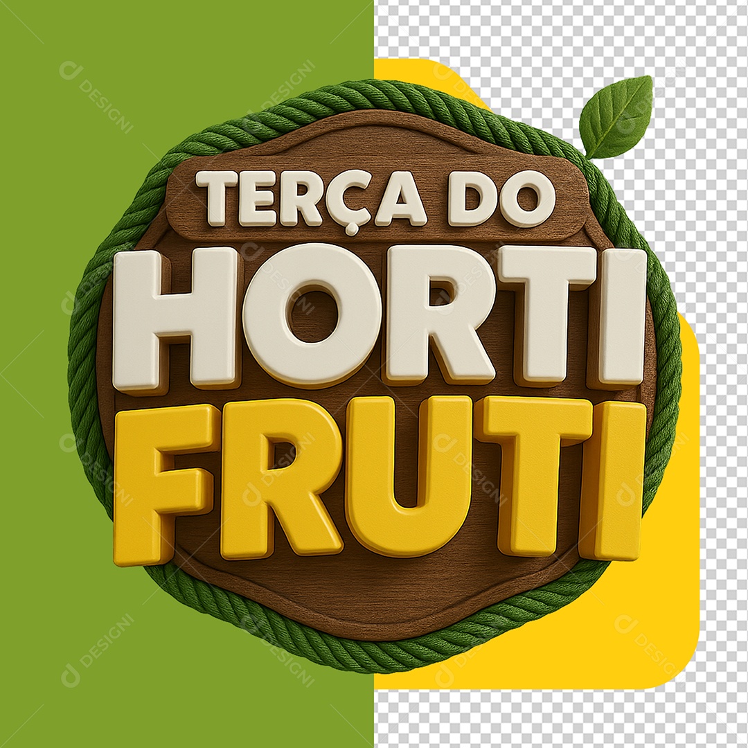 Terça do Horti Fruti Selo 3D Para Composição PSD
