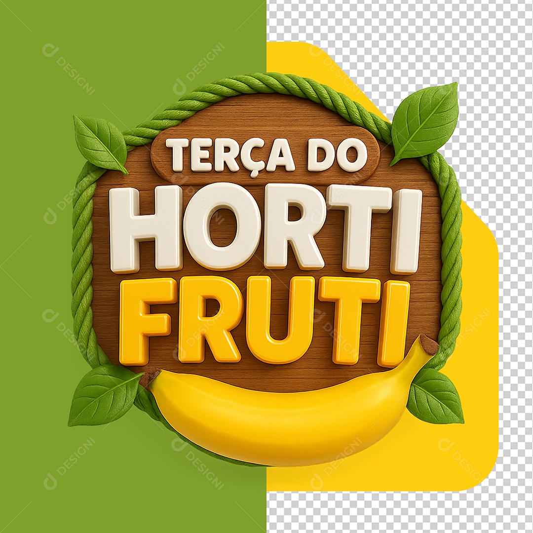 Terça do Horti Fruti Selo 3D Para Composição PSD