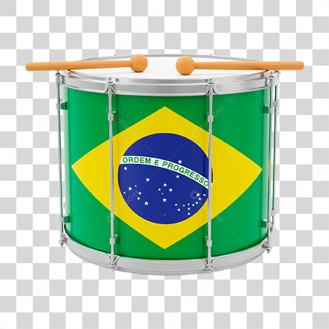 Tambor com Bandeira do Brasil PNG Transparente