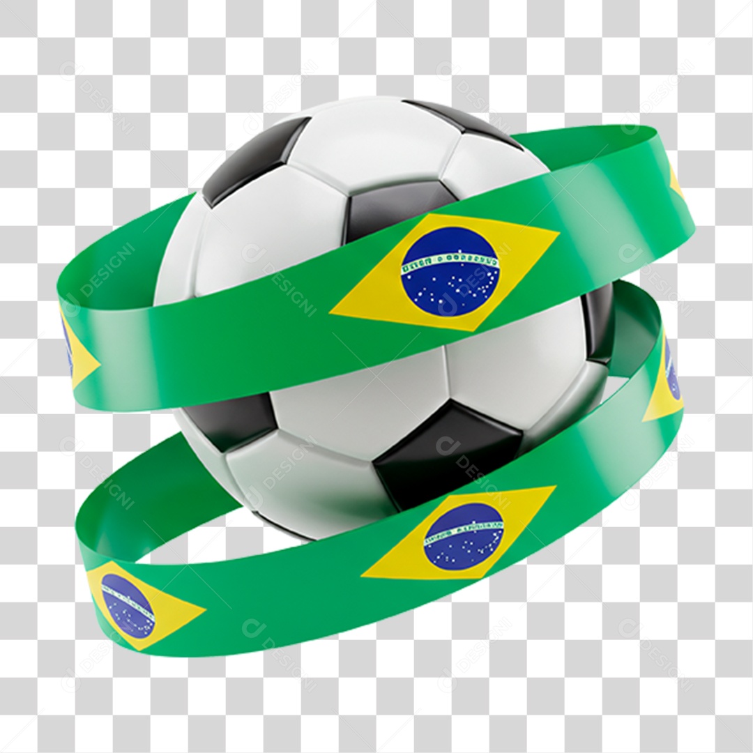 Bola de Futebol com Bandeira do Brasil PNG Transparente