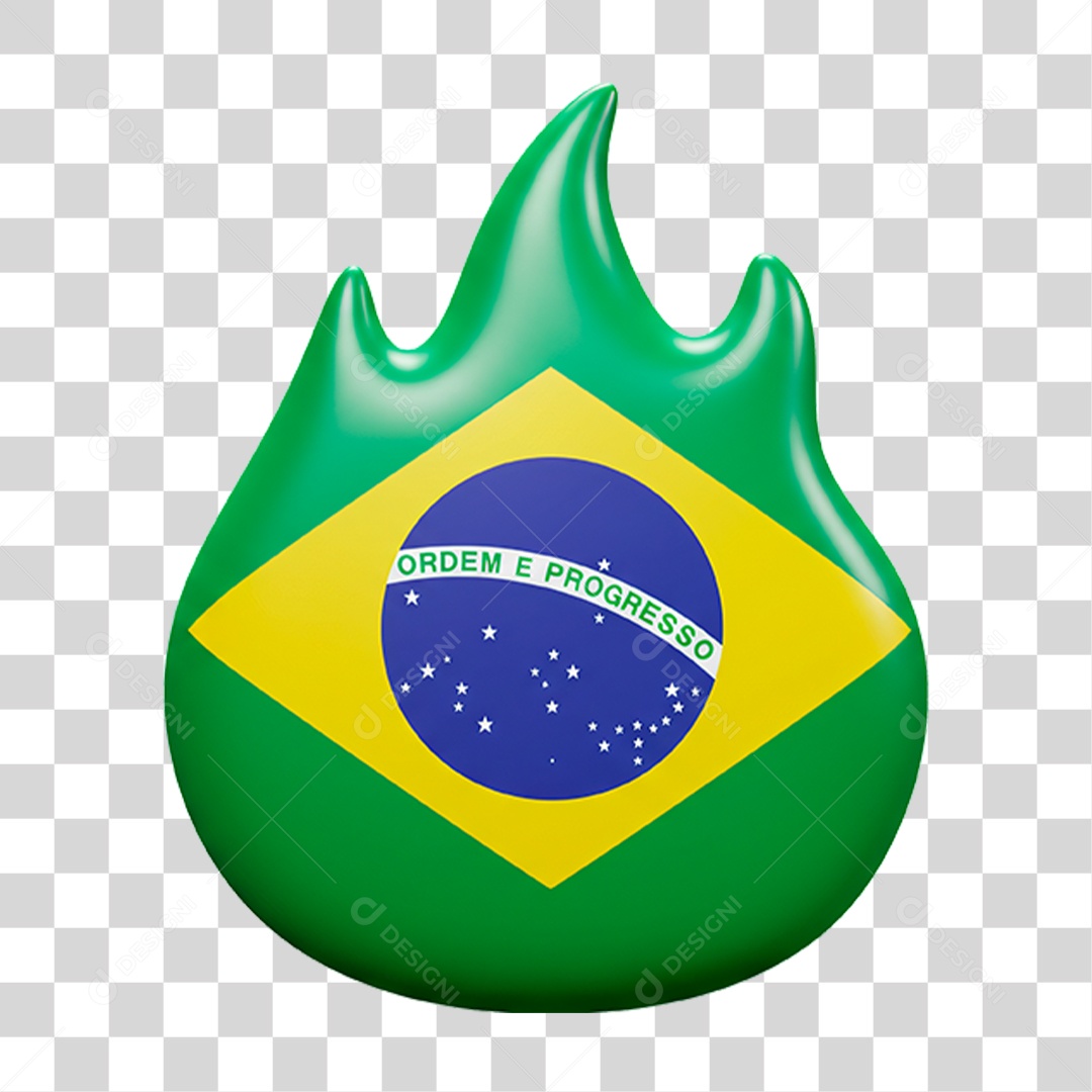 Elemento Bandeira do Brasil em Forma de Chama PNG Transparente