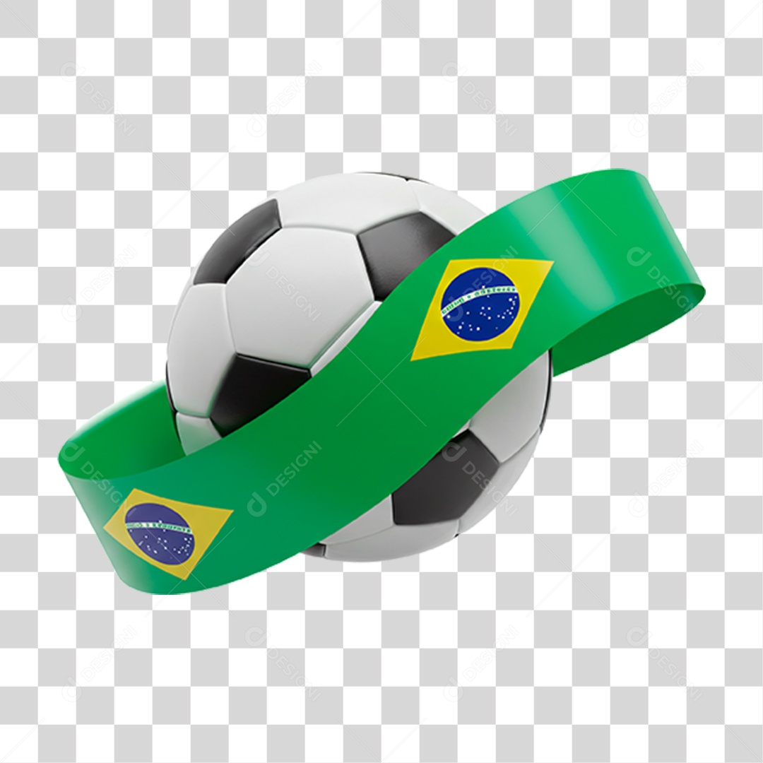 Bola de Futebol com Bandeira do Brasil PNG Transparente