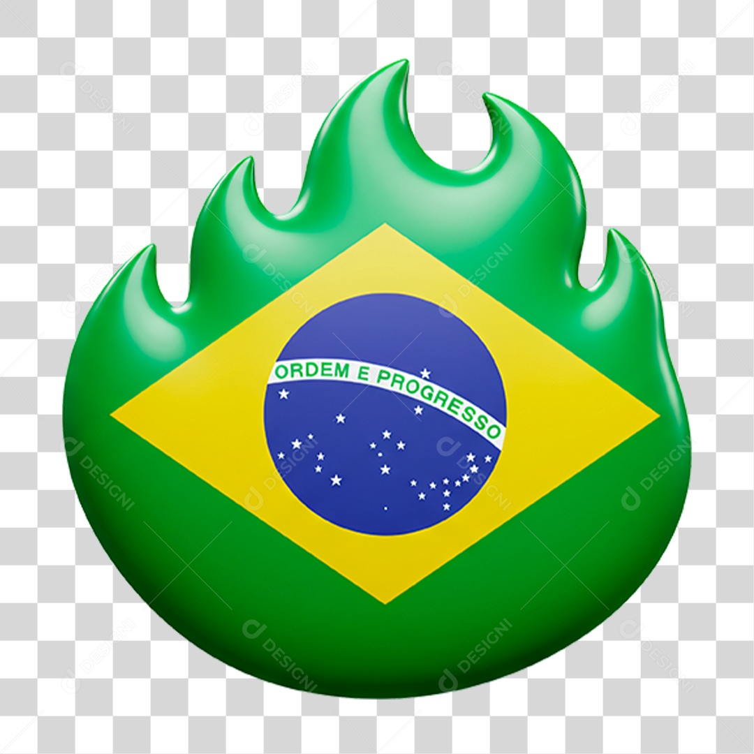 Elemento Bandeira do Brasil em Forma de Chama PNG Transparente