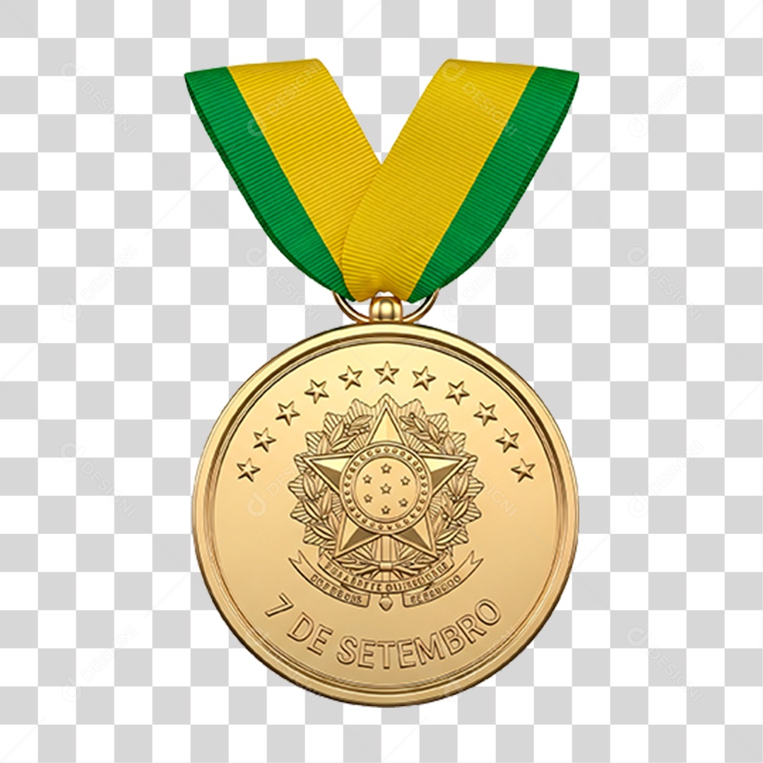 Medalha Dourada Sete de Setembro PNG Transparente