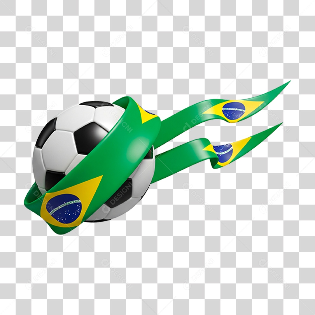 Bola de Futebol com Bandeira do Brasil PNG Transparente