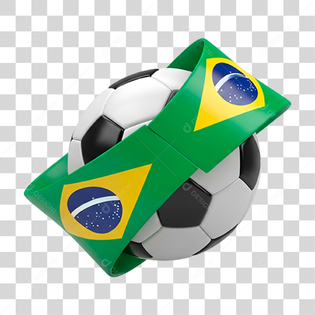 Bola de Futebol com Bandeira do Brasil PNG Transparente