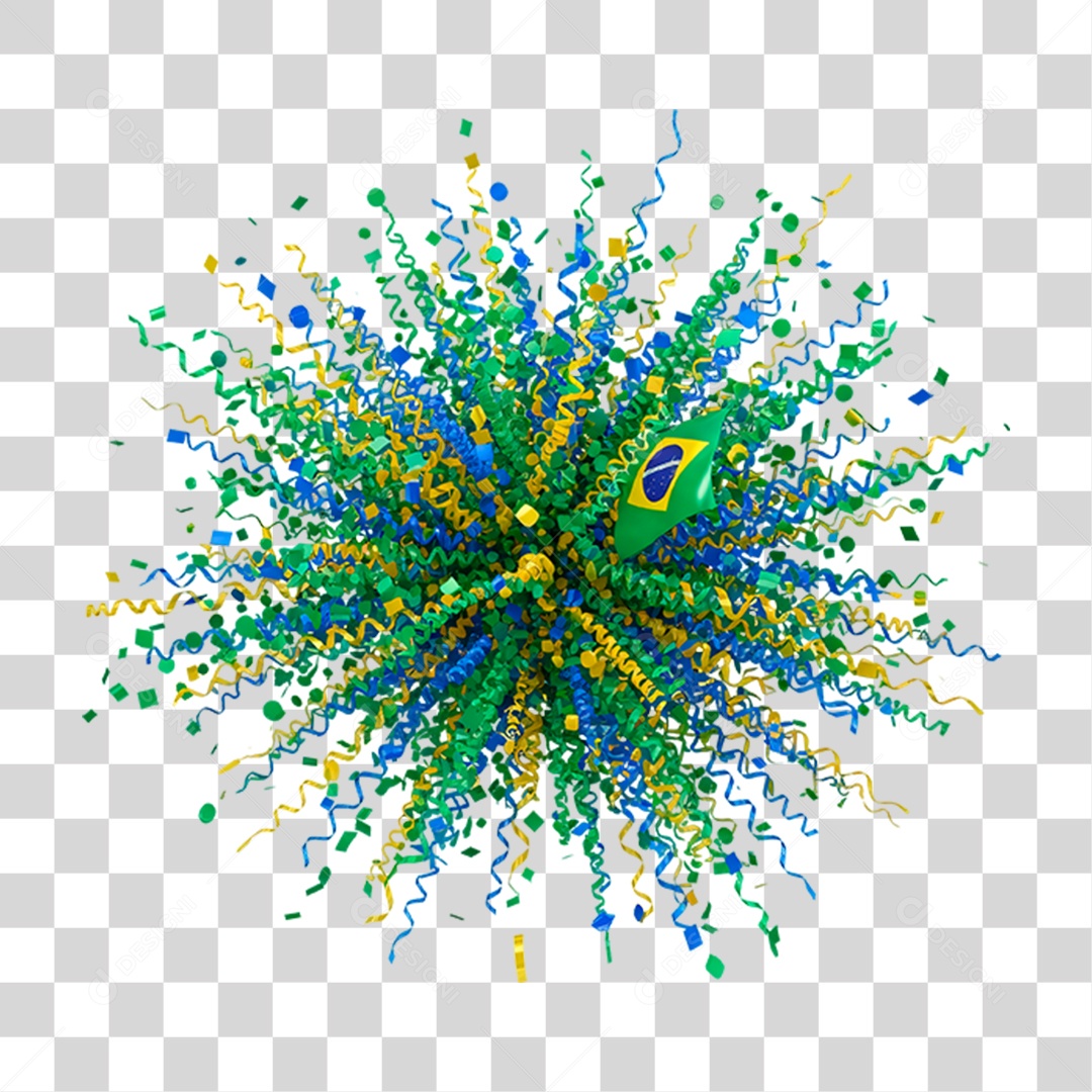 Confetes Azul Amarelo e Branco PNG Transparente