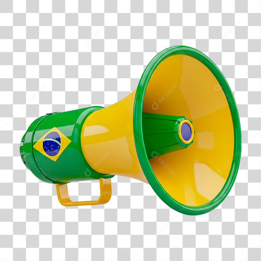 Megafone nas Cores da Bandeira do Brasil PNG Transparente