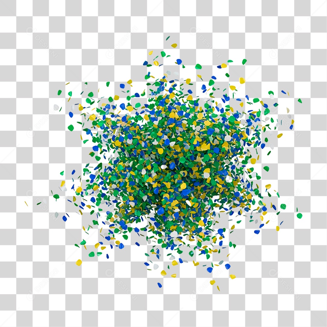 Confetes Azul Amarelo e Branco PNG Transparente
