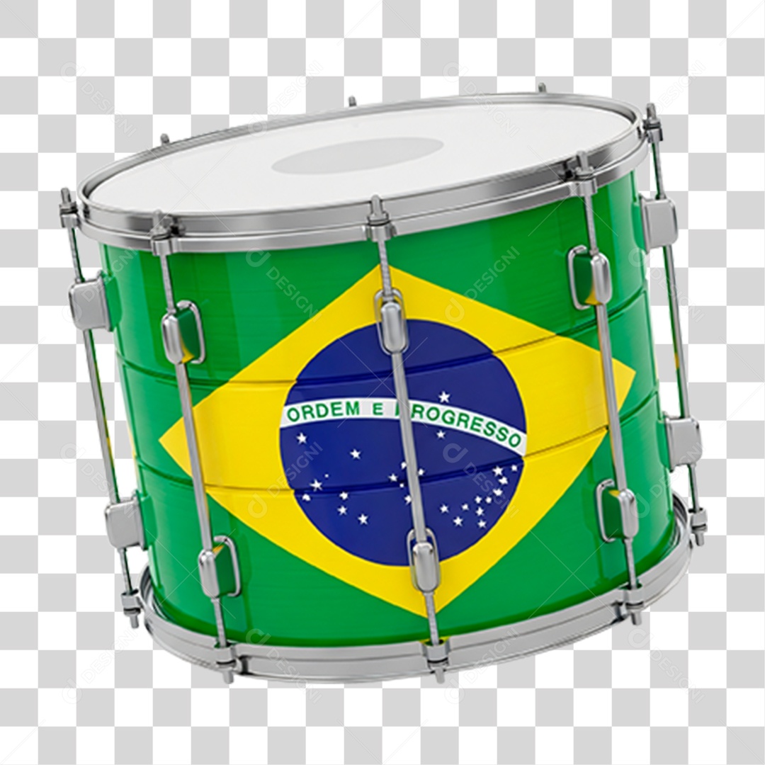 Tambor com Bandeira do Brasil PNG Transparente