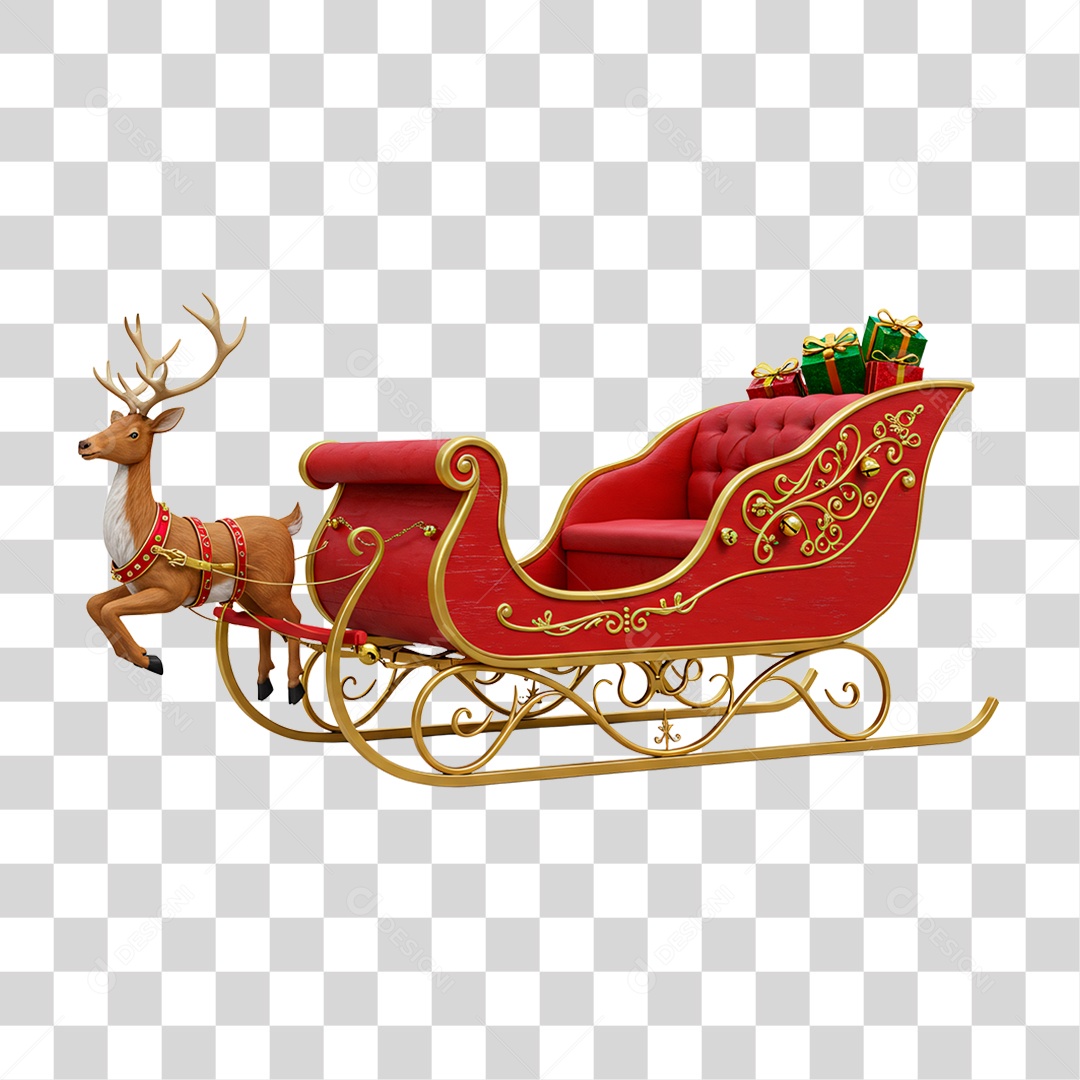 Trenó Vermelho PNG Transparente