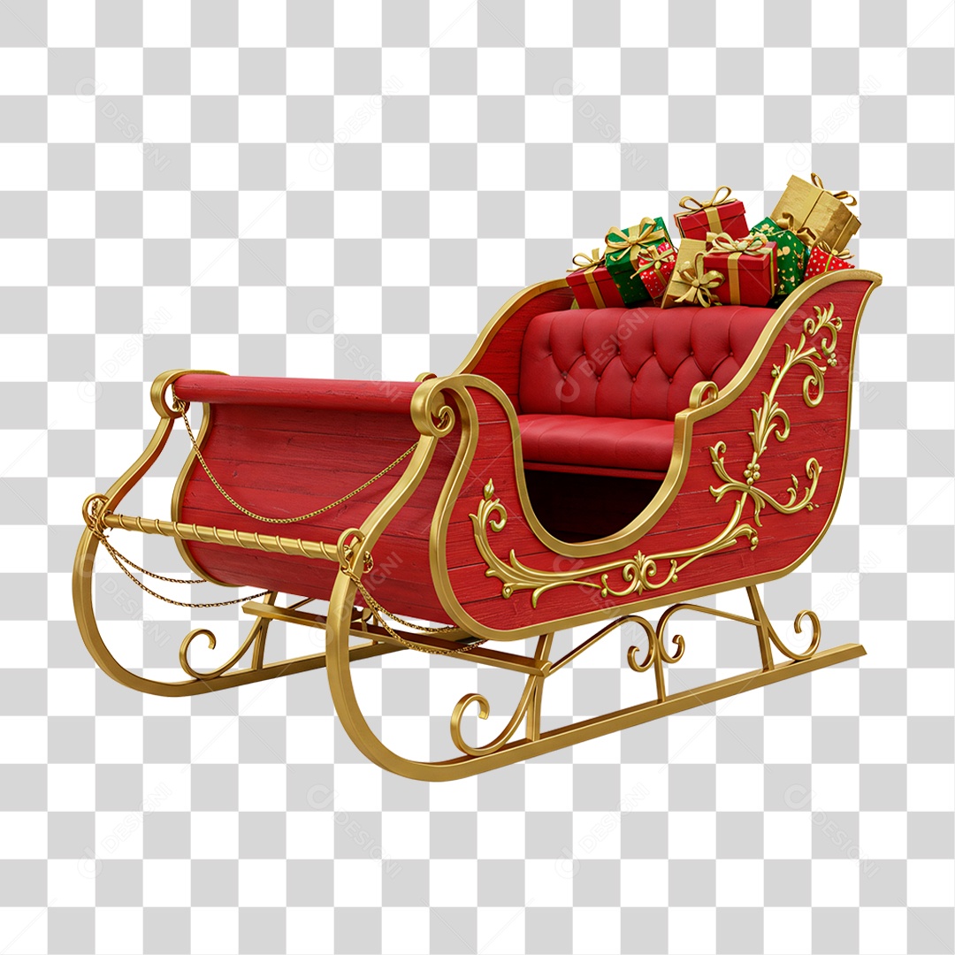 Trenó Vermelho PNG Transparente