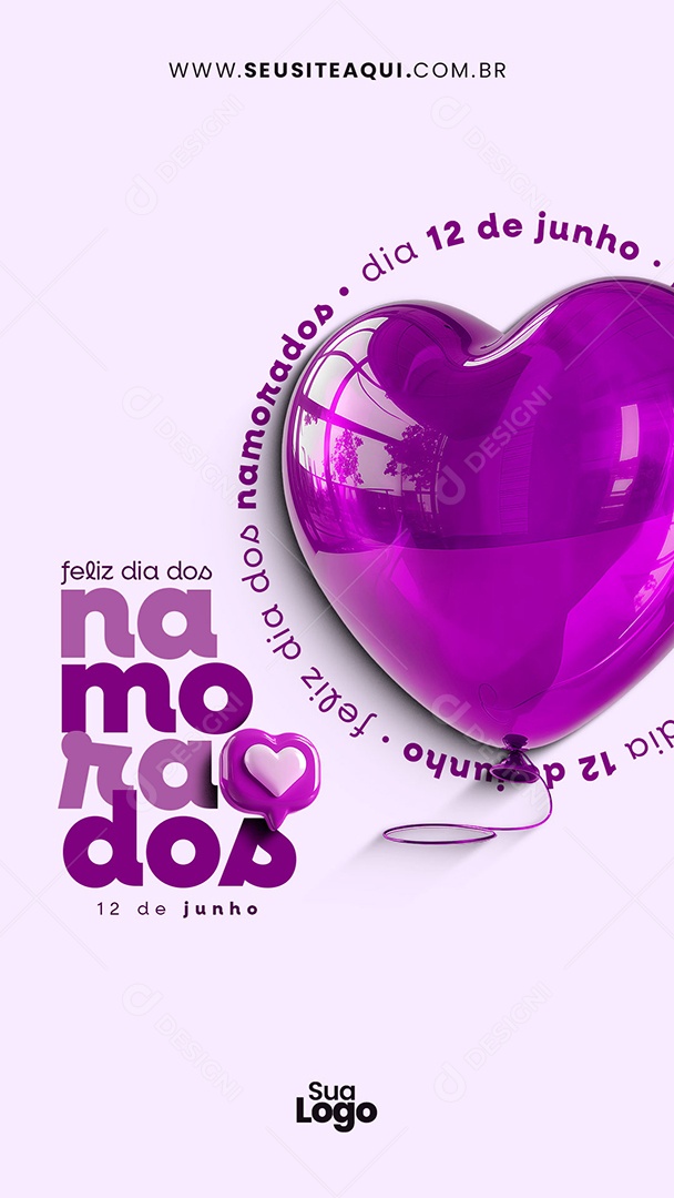 Story Feliz Dia dos Namorados 12 de Junho Social Media PSD Editável