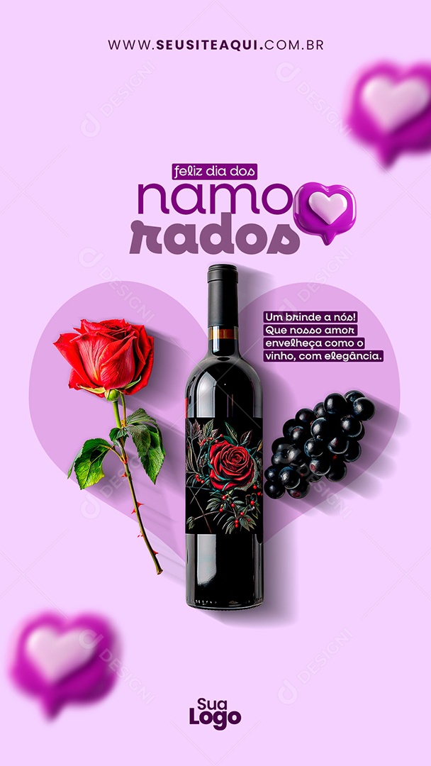 Story Feliz Dia dos Namorados 12 de Junho Social Media PSD Editável