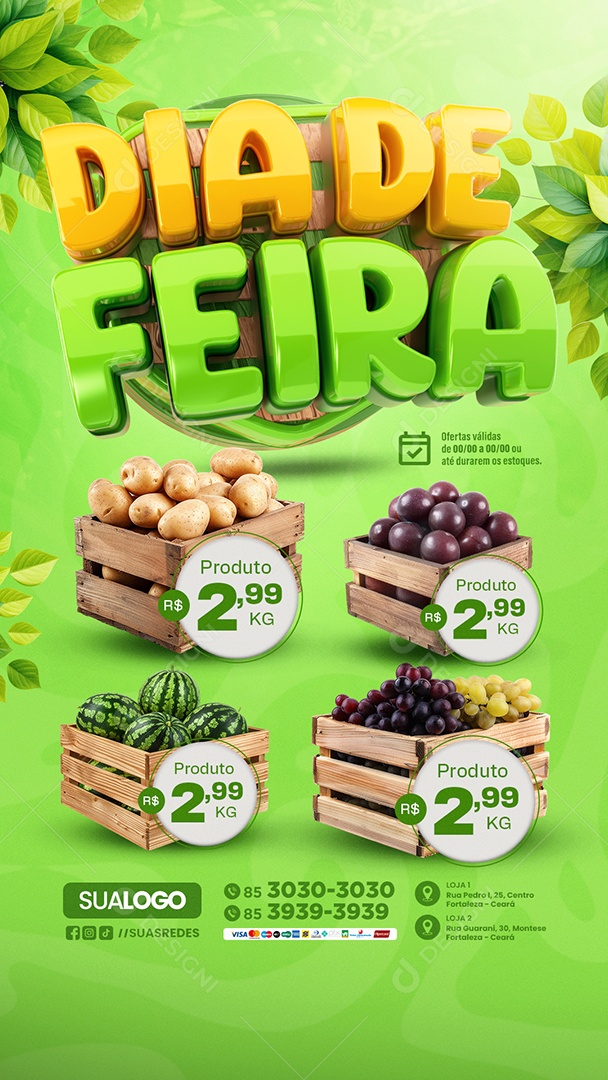 Story Tabloide Dia de Feira Batata Melancia e Uvas Social Media PSD Editável