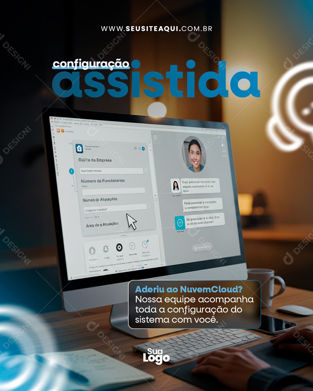 TI Nuvem de Computação Social Media PSD Editável