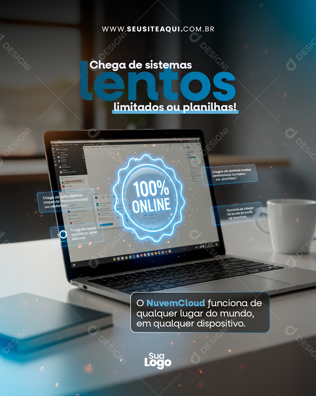 TI Nuvem de Computação Social Media PSD Editável