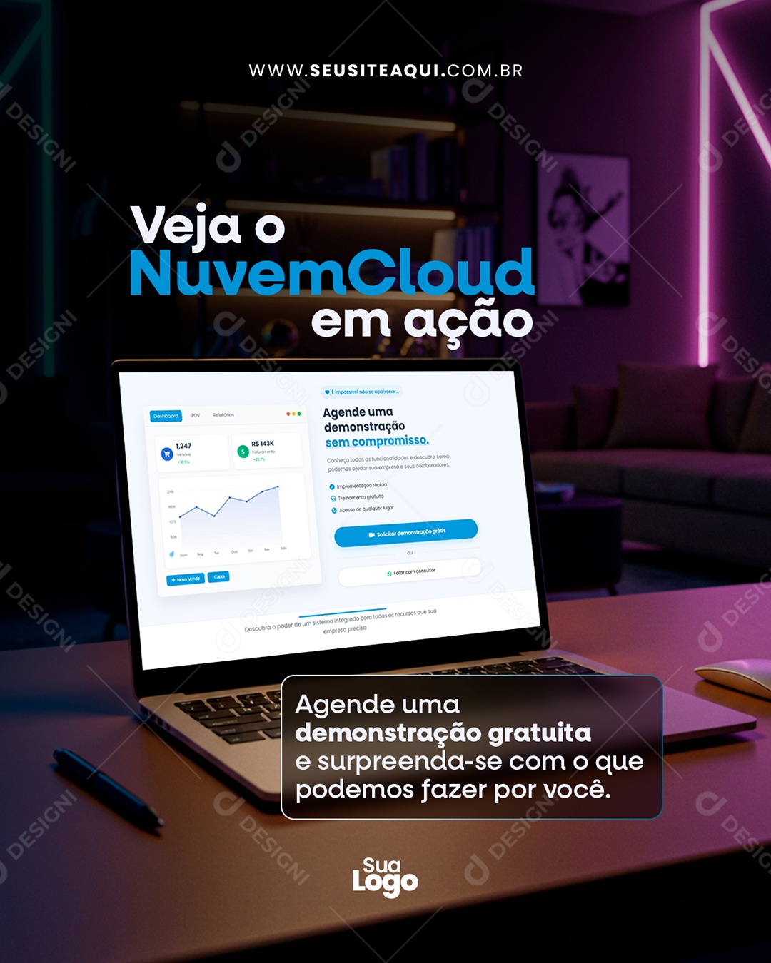 TI Nuvem de Computação Social Media PSD Editável